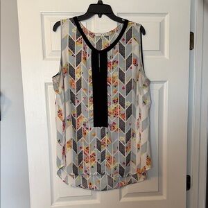 CAbi Multicolor Chevron Floral Blouse